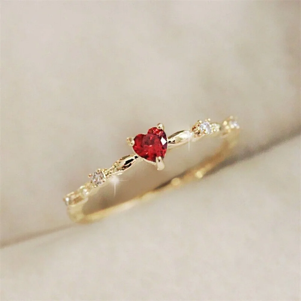 New 14k Gold Over Silver Ruby CZ Heart